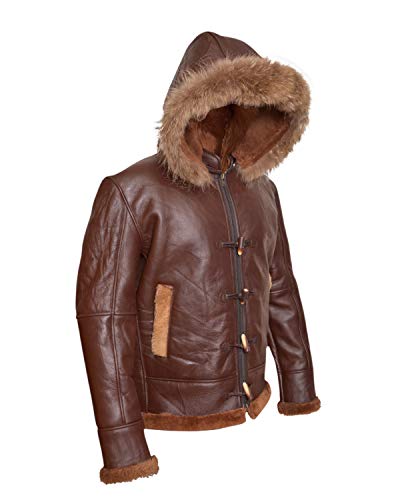 Brown B3 Bomber Real Shearling Sheepskin Leather Jacket Removable ...