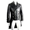 Victorian Gothic Sheepskin Leather Jacket Steampunk Military Tailcoat