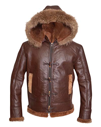 B3 Bomber Real Shearling Sheepskin Leather Jacket Removable Raccoon ...