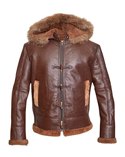 Brown B3 Bomber Real Shearling Sheepskin Leather Jacket Removable ...